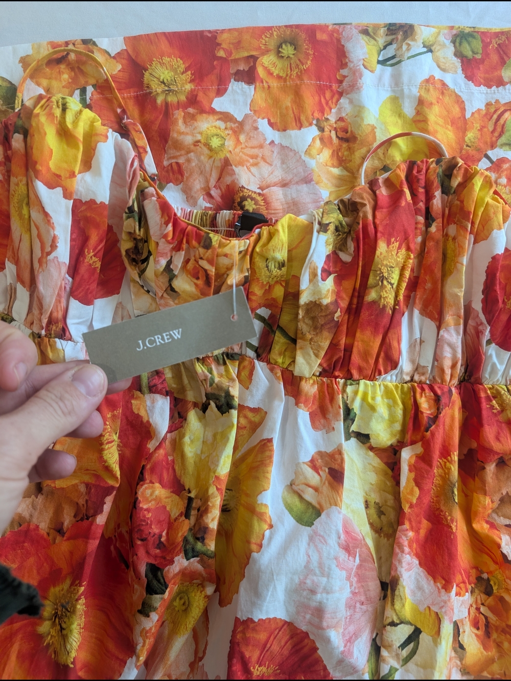 NWT J. Crew Floral Empire-Waist Midi Dress in Orange & Yellow - Picture 5 of 7
